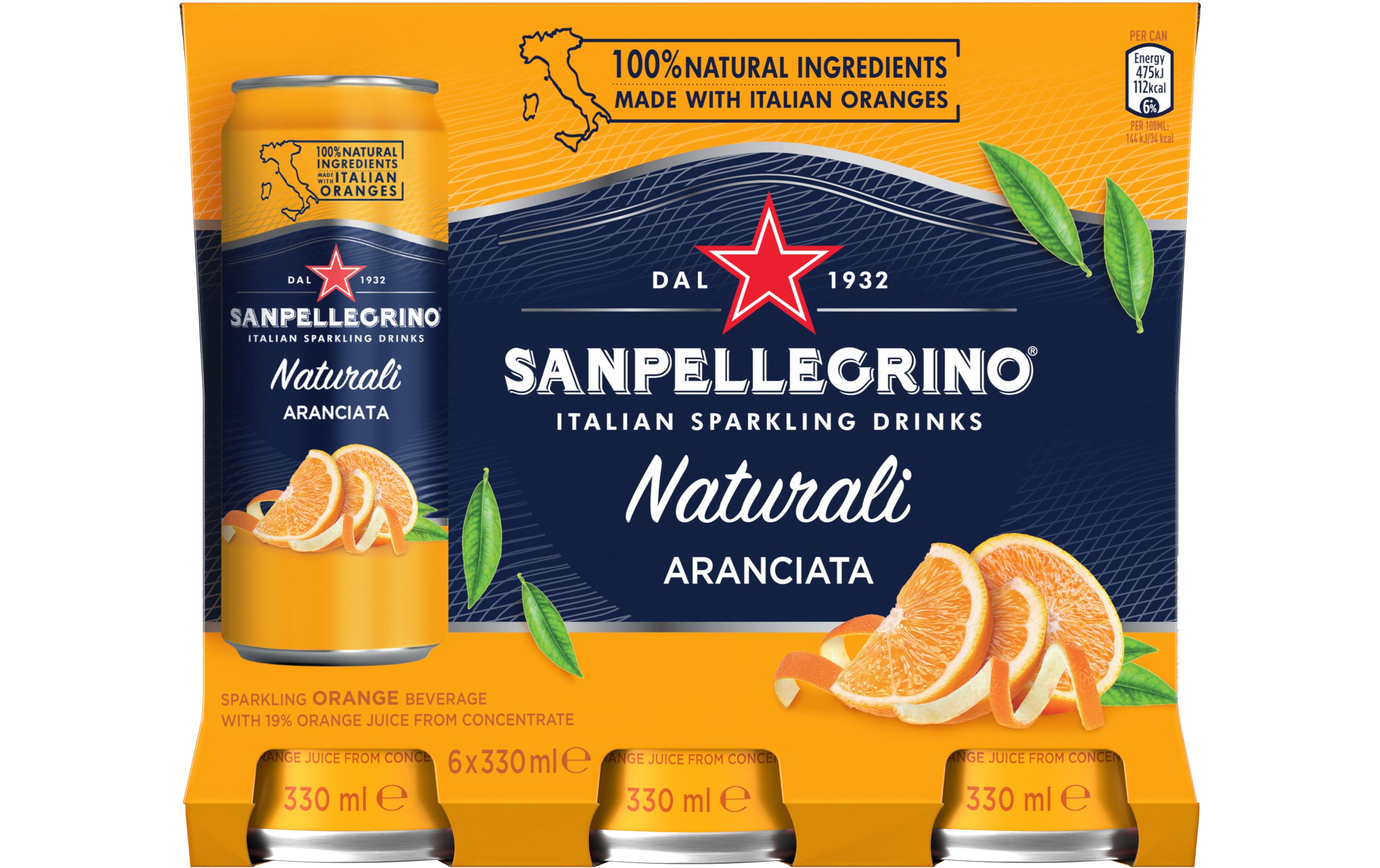 Soft-Drinks Limonade Aranciata 6 x 0.33 lErfrischendes Getränk mit Kohlensäure
