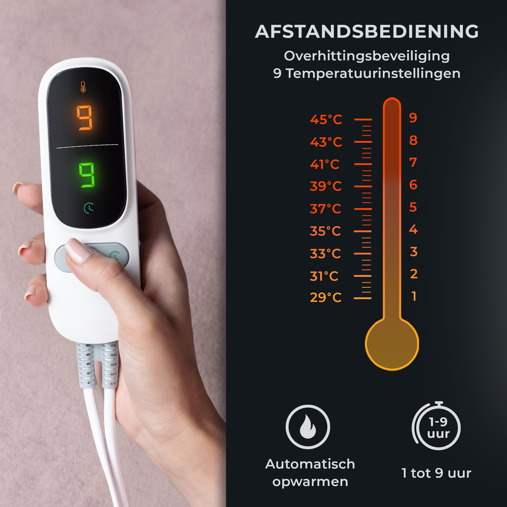 STAUS&BACH Powernap 1-persoons elektrisch deken - Dusty Pink