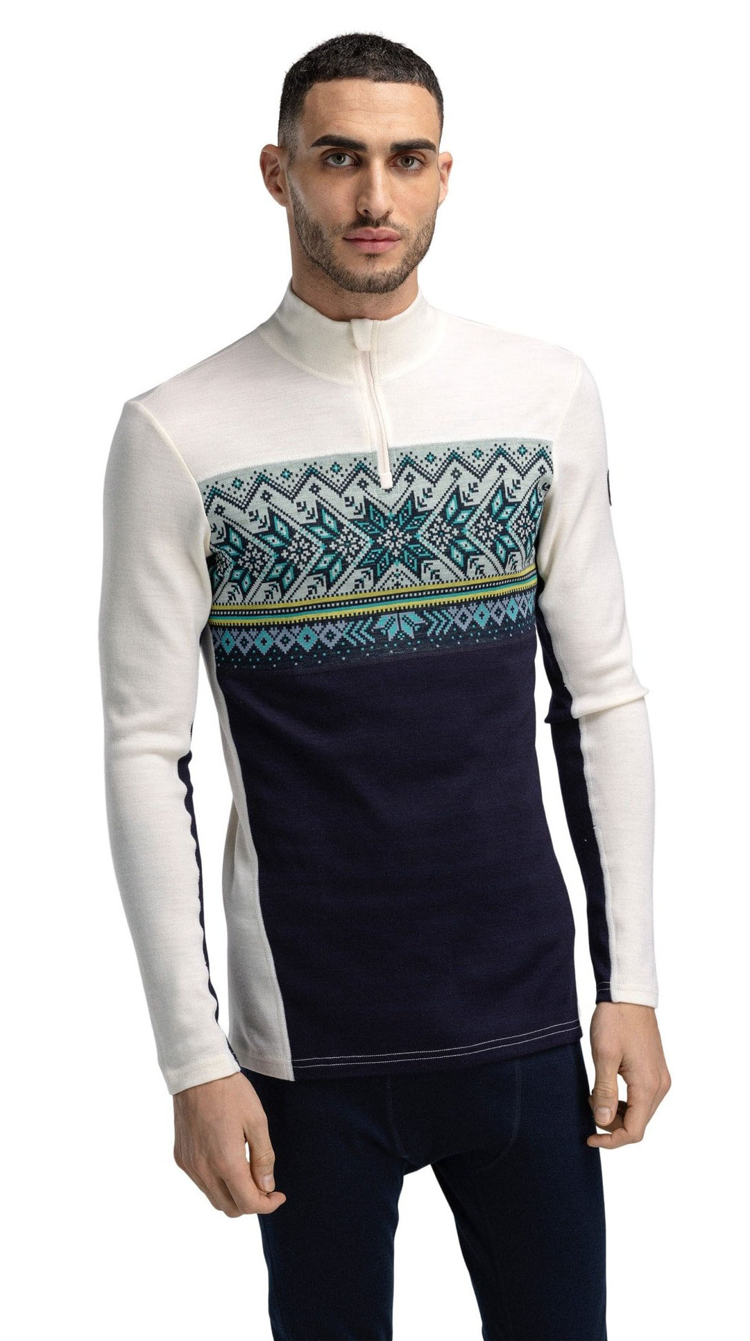 Vail Baselayer Half Zip Herre Navy/Offwhite