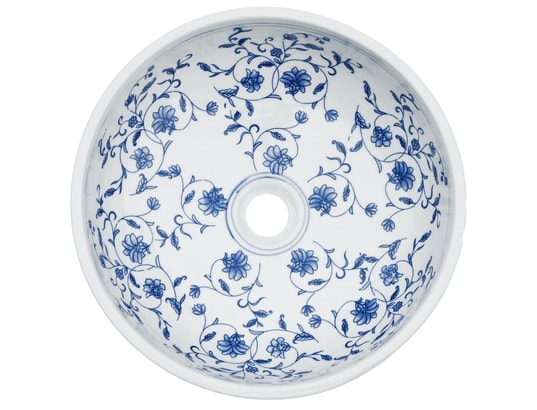 VIDAXL - Vasque à poser blanc et bleu rond f41x14 cm céramique