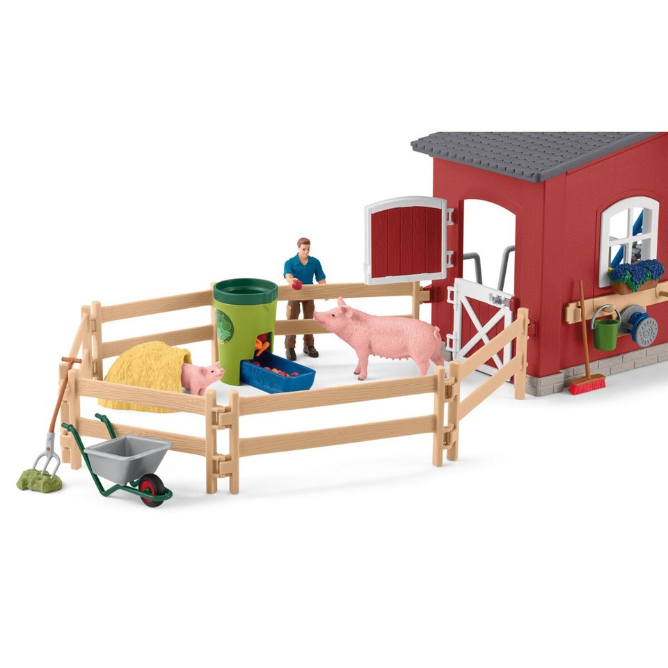 Schleich - Farm World - Rød Bondegård m/Dyr & Tilbehør (42606)