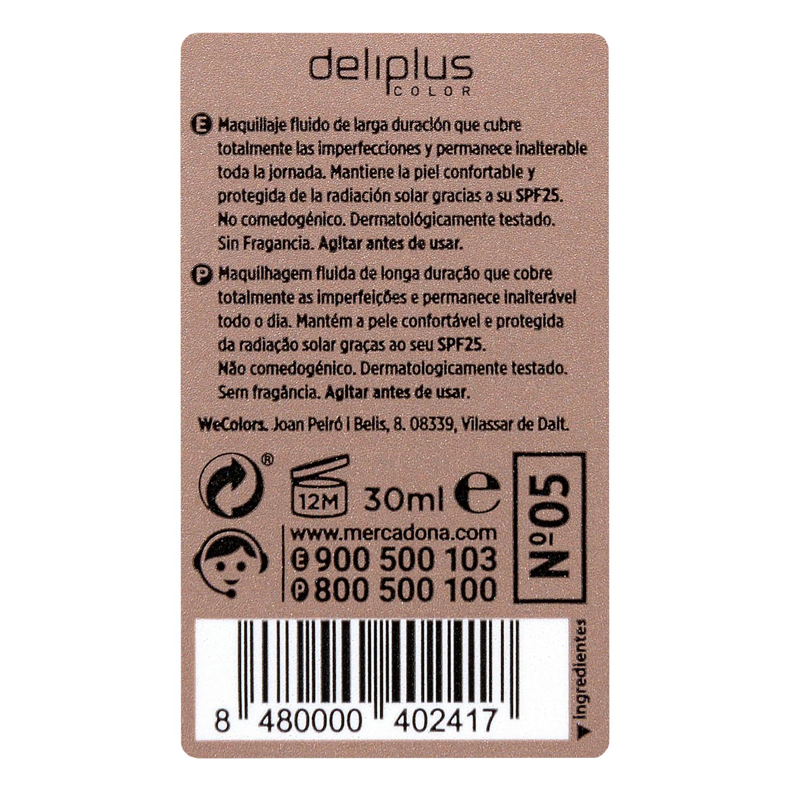 Fond de teint fluide Deliplus Cover & Fix 05 Mocha