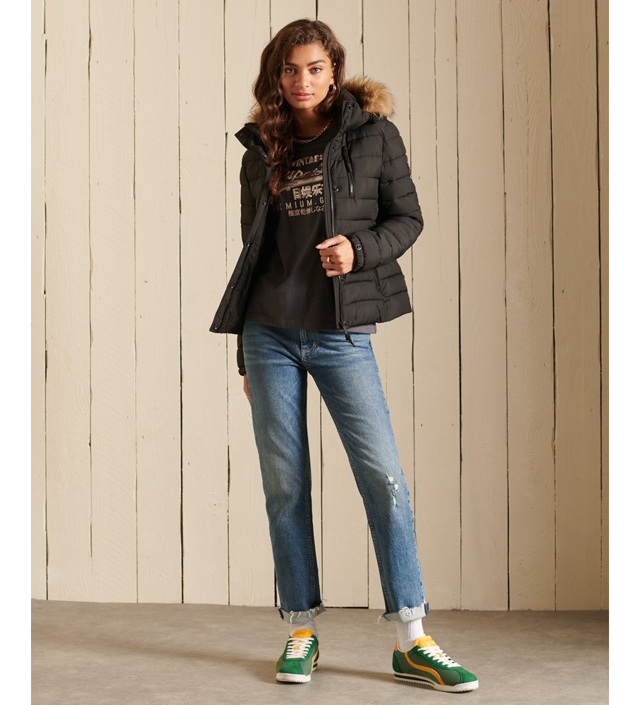 Jaqueta Superdry Classic Fuji de pele sintética preta