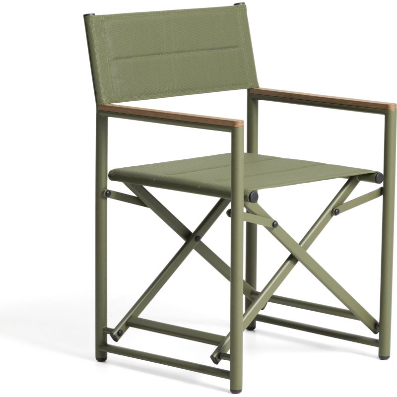 Chaise pliable d’extérieur Tisno en aluminium vert et textilène vert