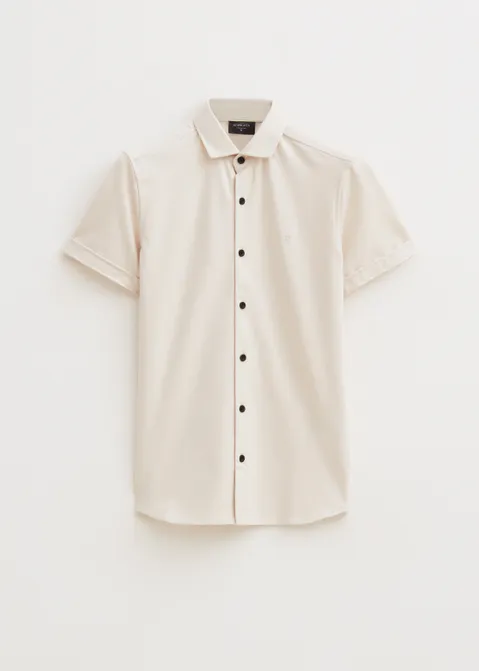 Basic pique overhemd off-white (CREME.L)