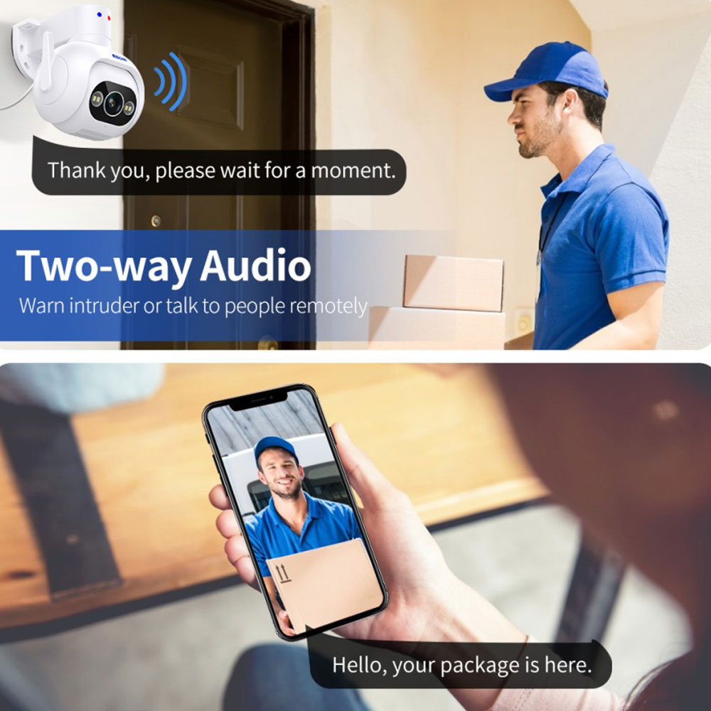 WiFi IP Kamera 4MP 1440p mit Infrarot Nachtsicht / MicroSD / Personenerkennung und Wandhalterung für iOS/Android (IP66) - Weiss