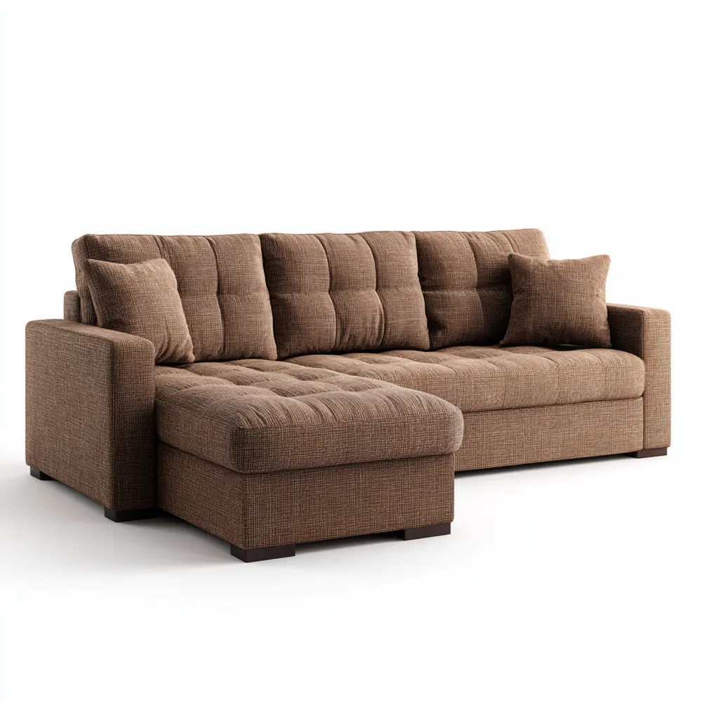Ecksofa Stoff 250x150x85 cm – Schokolade – Modernes Design
