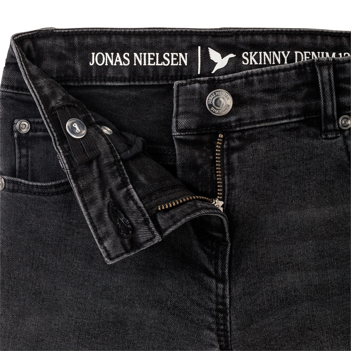 Jonas Nielsen Mädchen Skinny-Jeans mit Used-Waschung dunkelgrau