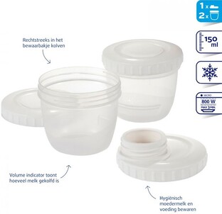 Difrax Moedermelk Bewaarbakjes Incl. Kolfaansluiting 1ST