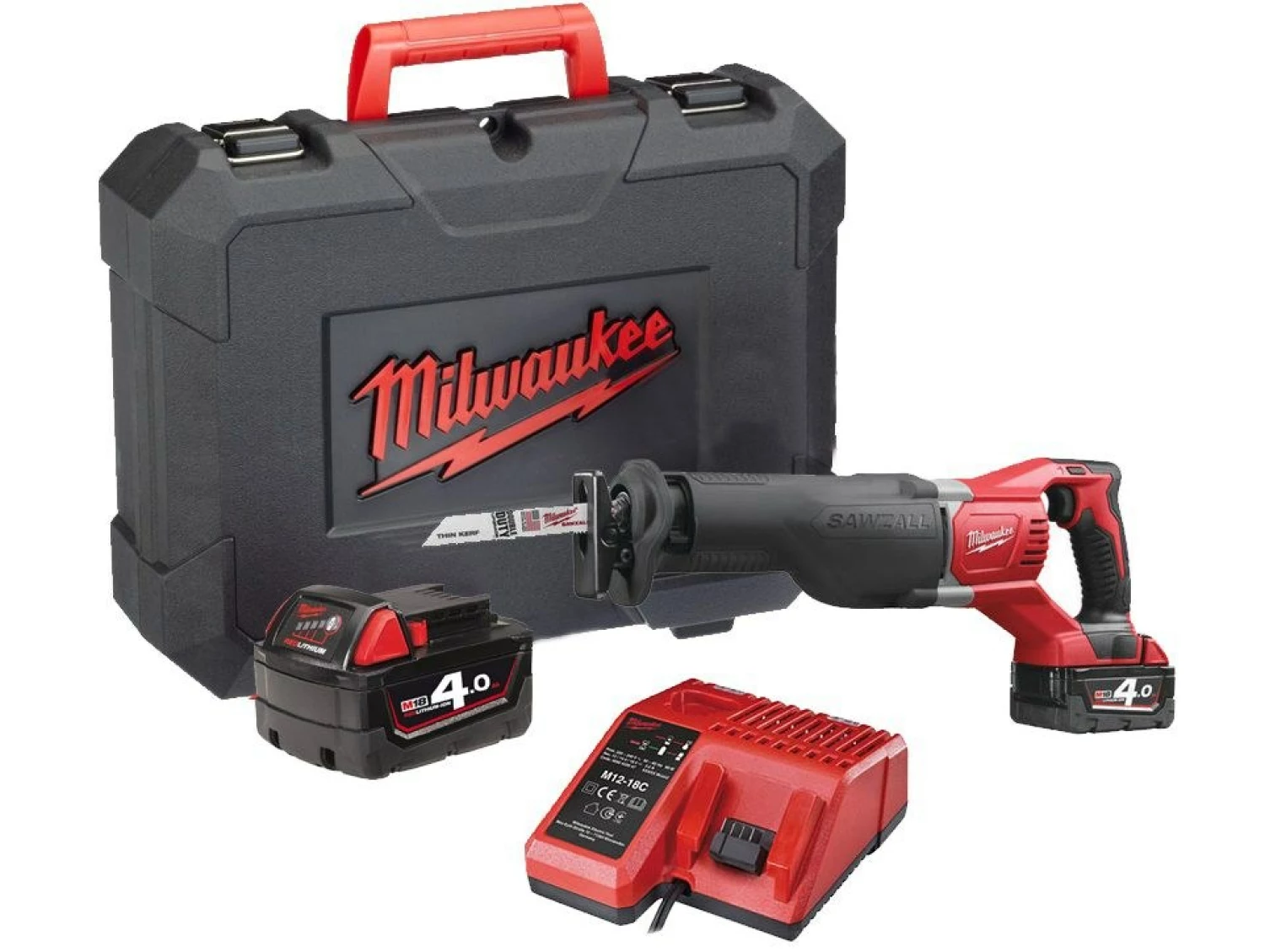 Milwaukee M18 BSX-402C 18V Li-Ion accu reciprozaag set (2x 4.0Ah accu) in koffer