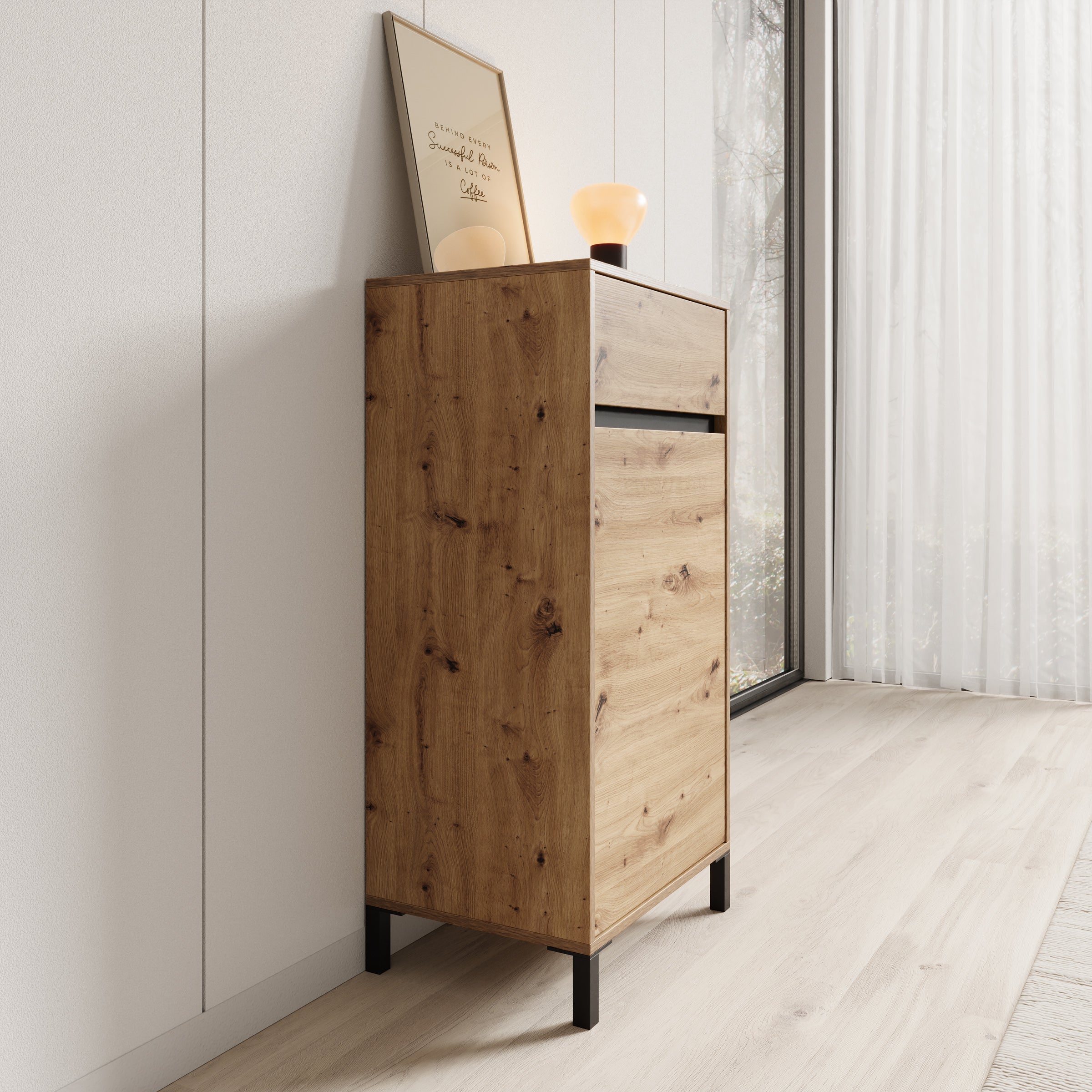 Meubella - Alessa - Schoenenkast - Eiken - 55x40x110 cm