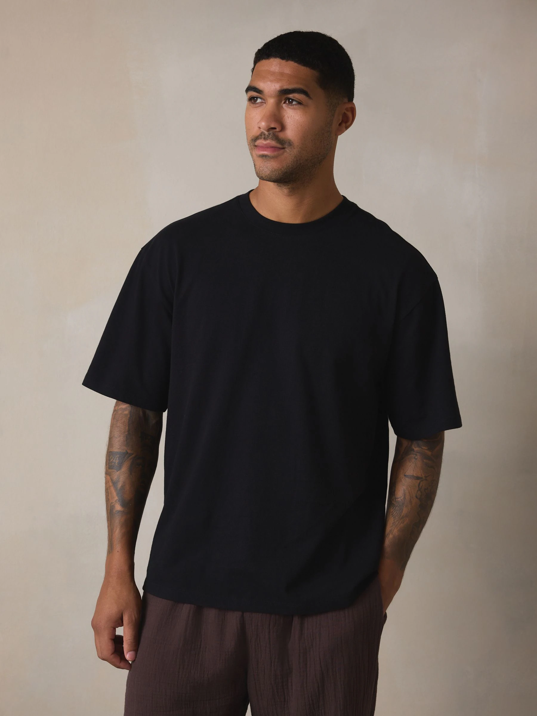 Zwart/bruin - Cheesecloth Short Sleeve Pyjamas Set