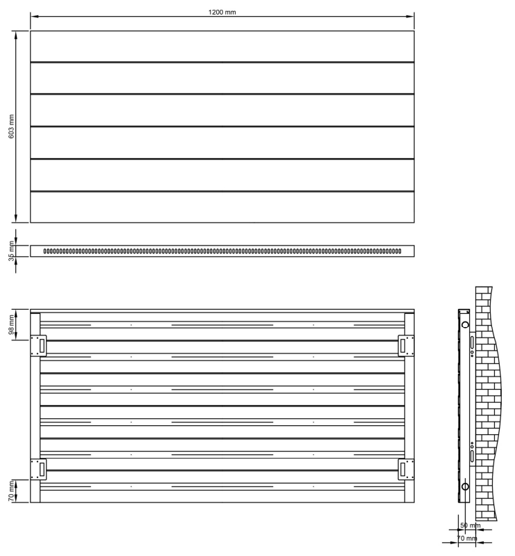 Eastbrook Berkeley radiator 120x60cm aluminium 820W wit mat