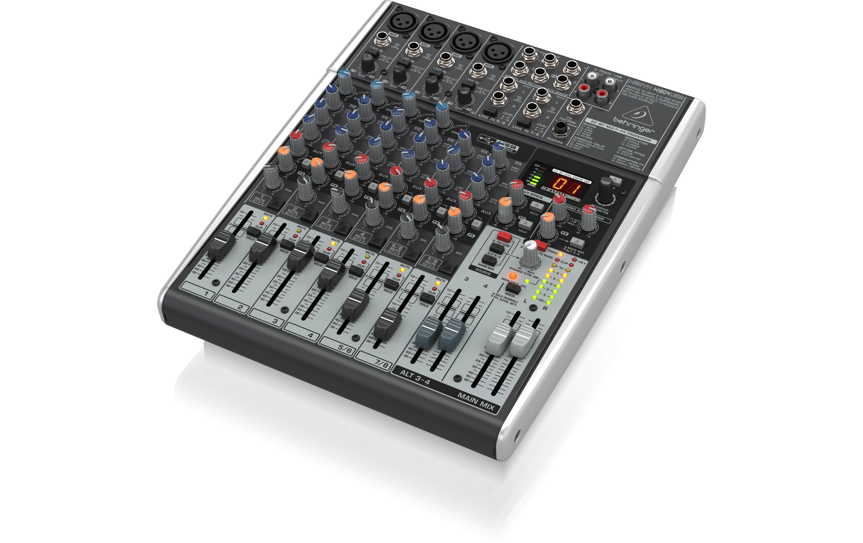 Mischpult XENYX X1204USB<br>12-Kanal Analogmischpult mit 24-Bit Multi-FX Processor und Audio Inteface