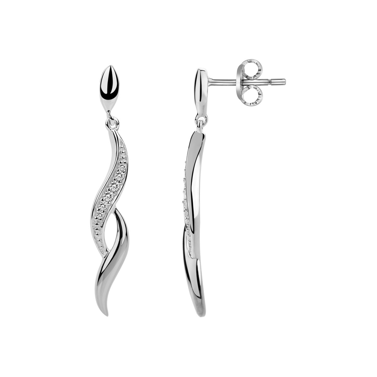 Boucles d'oreilles pendantes en Argent avec oxyde de zirconium blanc