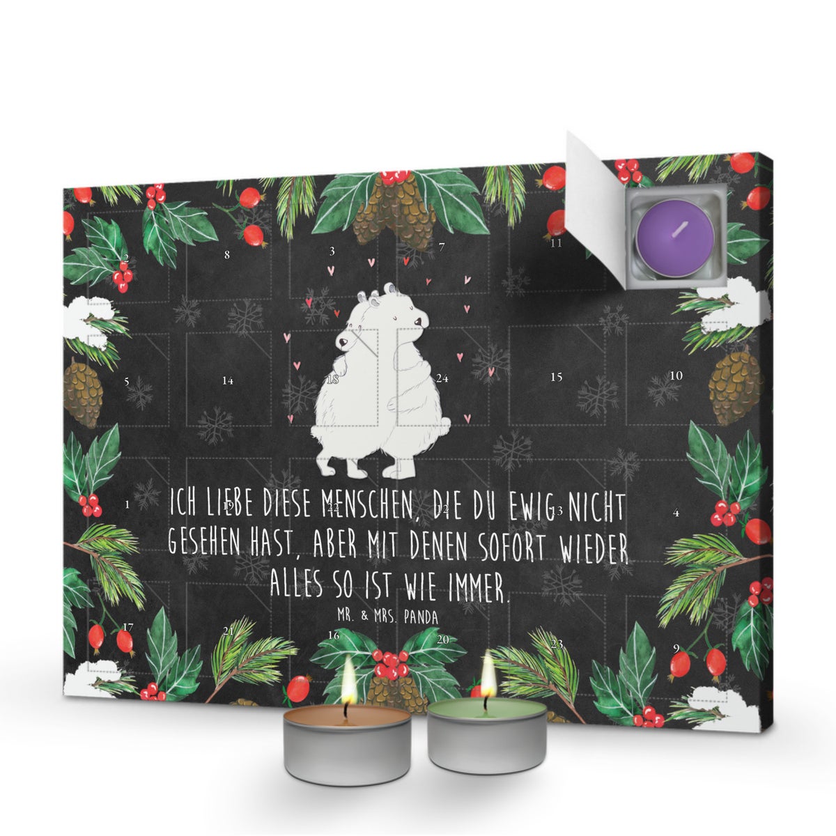 Mr. & Mrs. Panda Geurkaars Adventskalender IJsbeer Knuffel - Zwart