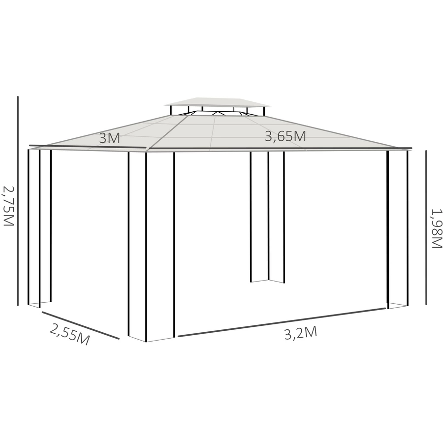 Outsunny Pavillon mit Bildschirmtuch und Erdnagel braun