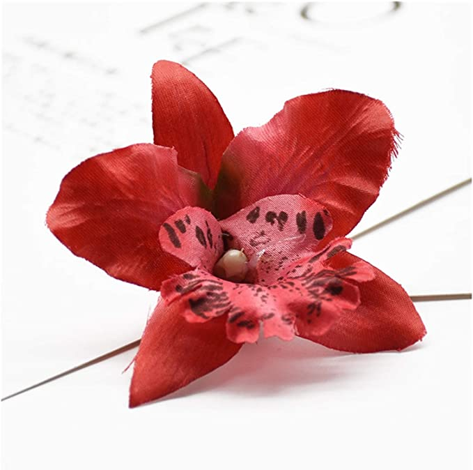 (2er Set) Haarspange Blumen Haarklammer Haarschmuck Accessoire - Rot