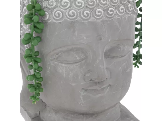 Plante artificielle Bouddha pot gravé H 30 cm