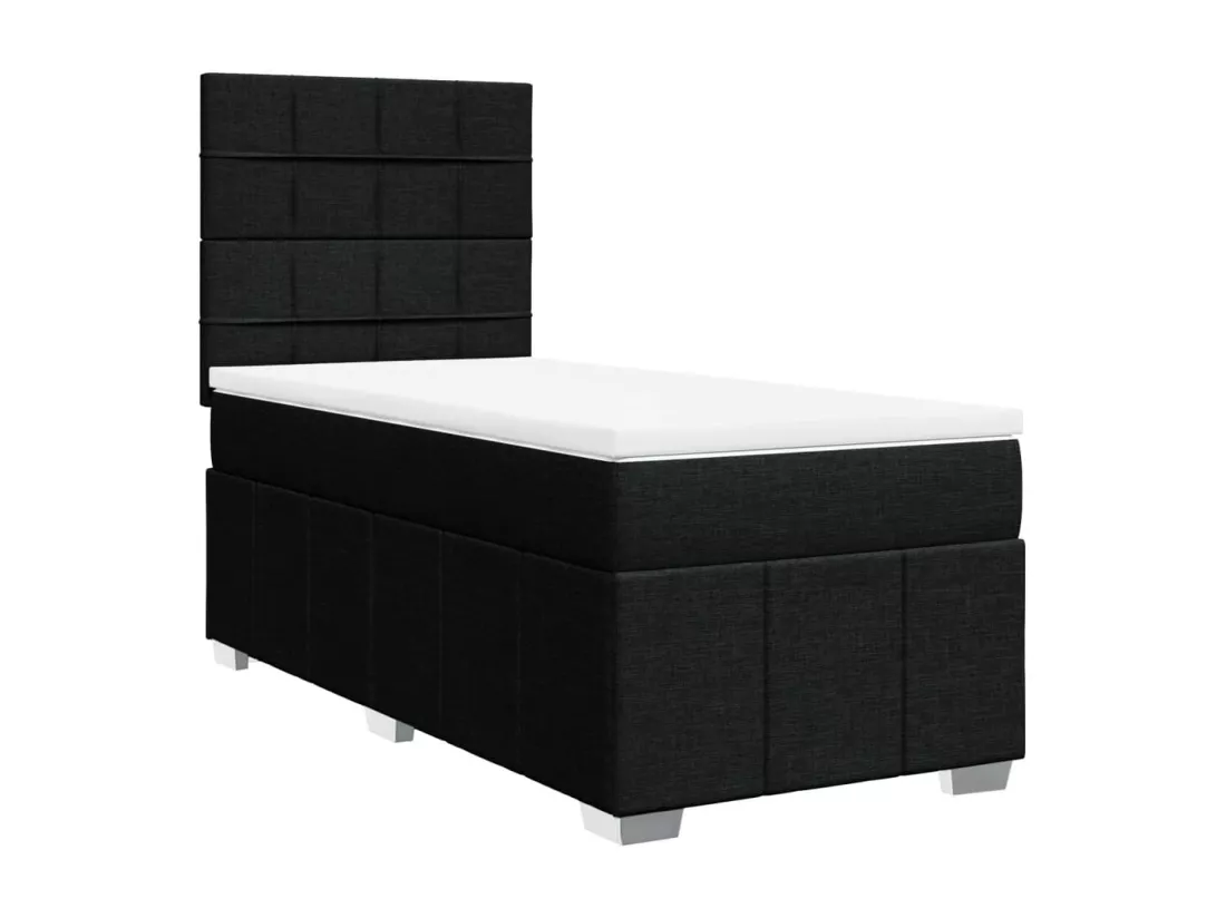 Sommier à lattes de lit avec matelas Noir 90x190 cm Tissu