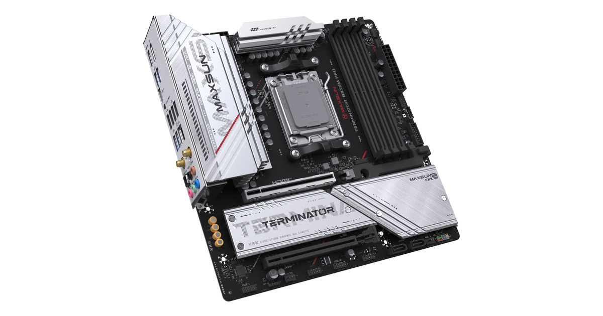 MAXSUNMS-Terminator B850M PRO WIFI socket AM5 moederbord  (Zwart, RAID, 2.5 Gb-LAN, WLAN, BT, Sound, µATX)