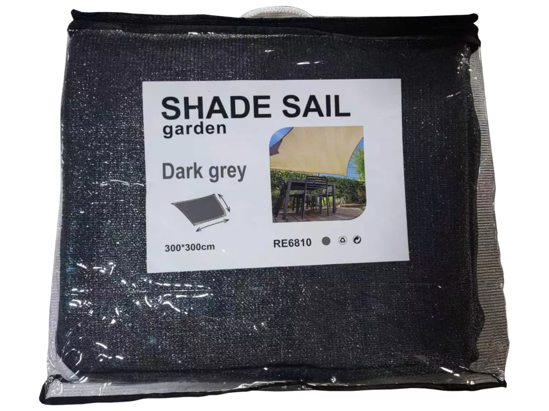 Parasol Voile de Soleil Polyéthylène Gris Foncé Carré 3x3