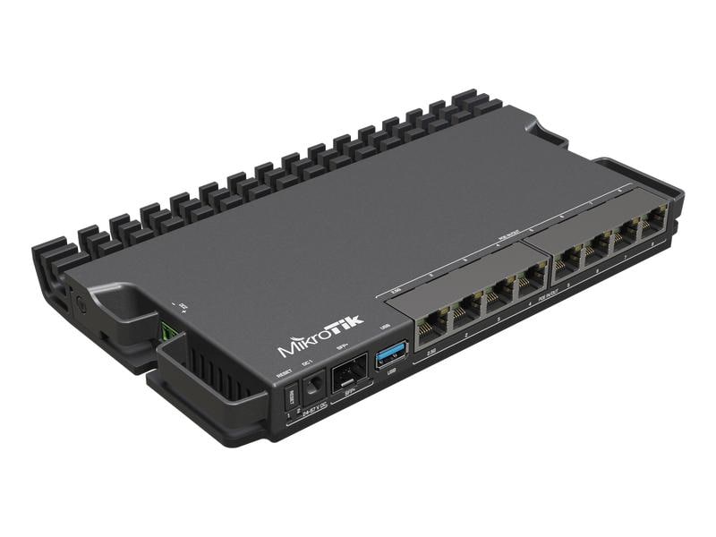 MikroTik Router RB5009UPr S IN Eine neue Version unseres beliebten Hochleistungs-Routers RB5009 mit PoE-in und PoE-out an allen Ports. Perfekt für kleine und mittlere ISPs. 2.5 Gigabit Ethernet & 10 Gigabit SFP , zahlreiche Stromversorgungsoptionen.