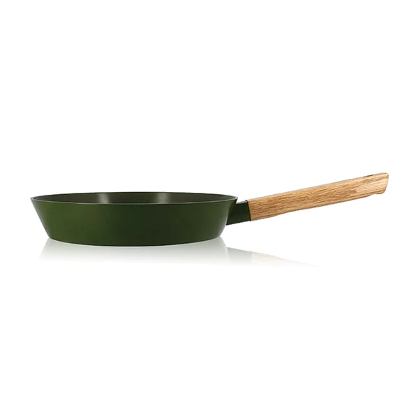 Poêle Ector induction aluminium revêtu manche en bois 28 cm vert Ogo