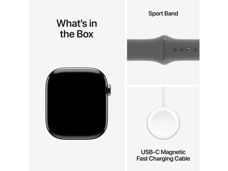 Apple Watch Series 10 46 mm LTE Natural Titanium Sport Grau Eine glatte Zehn