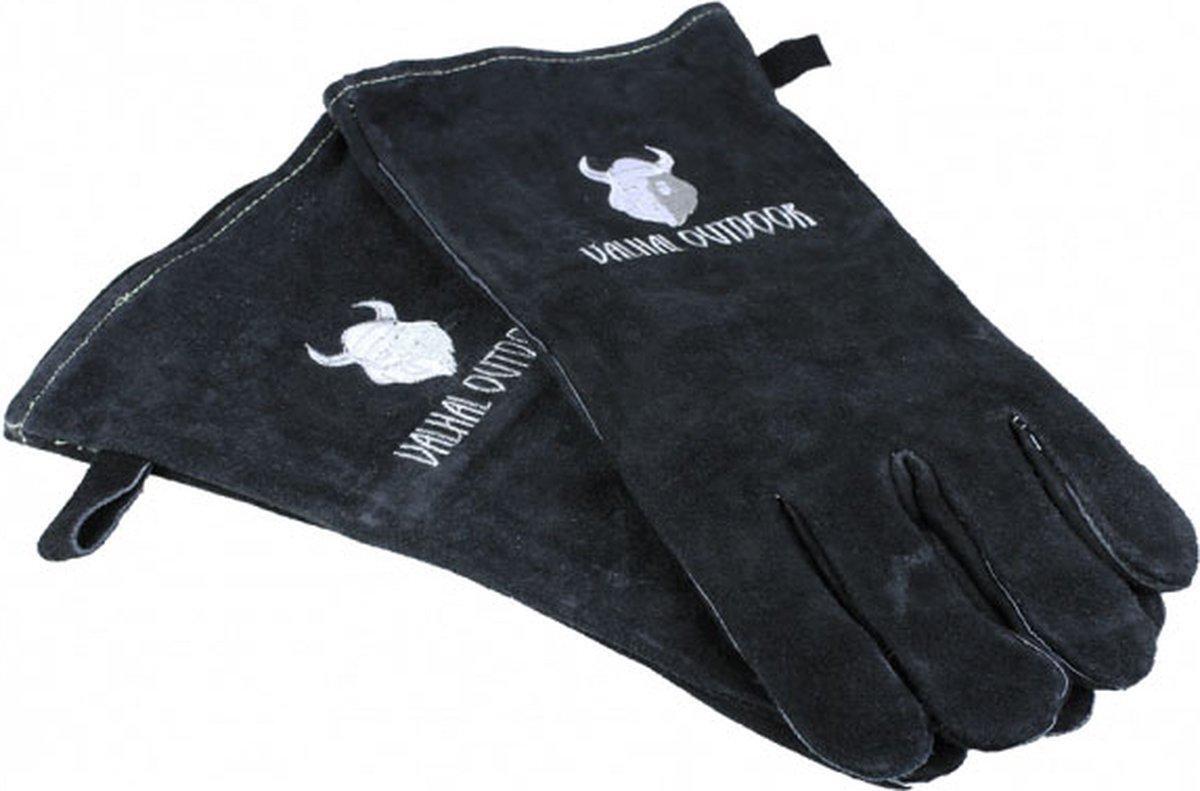 Valhal suède barbecue handschoenen zwart onesize 2 stuks