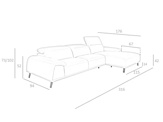 Chaise longue en cuir de vachette taupe 6150 ANGEL CERDA