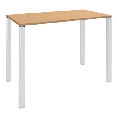 Table Lounge 4 pieds - L140xH105xP80 cm - Pied blanc - plateau imitation hêtre
