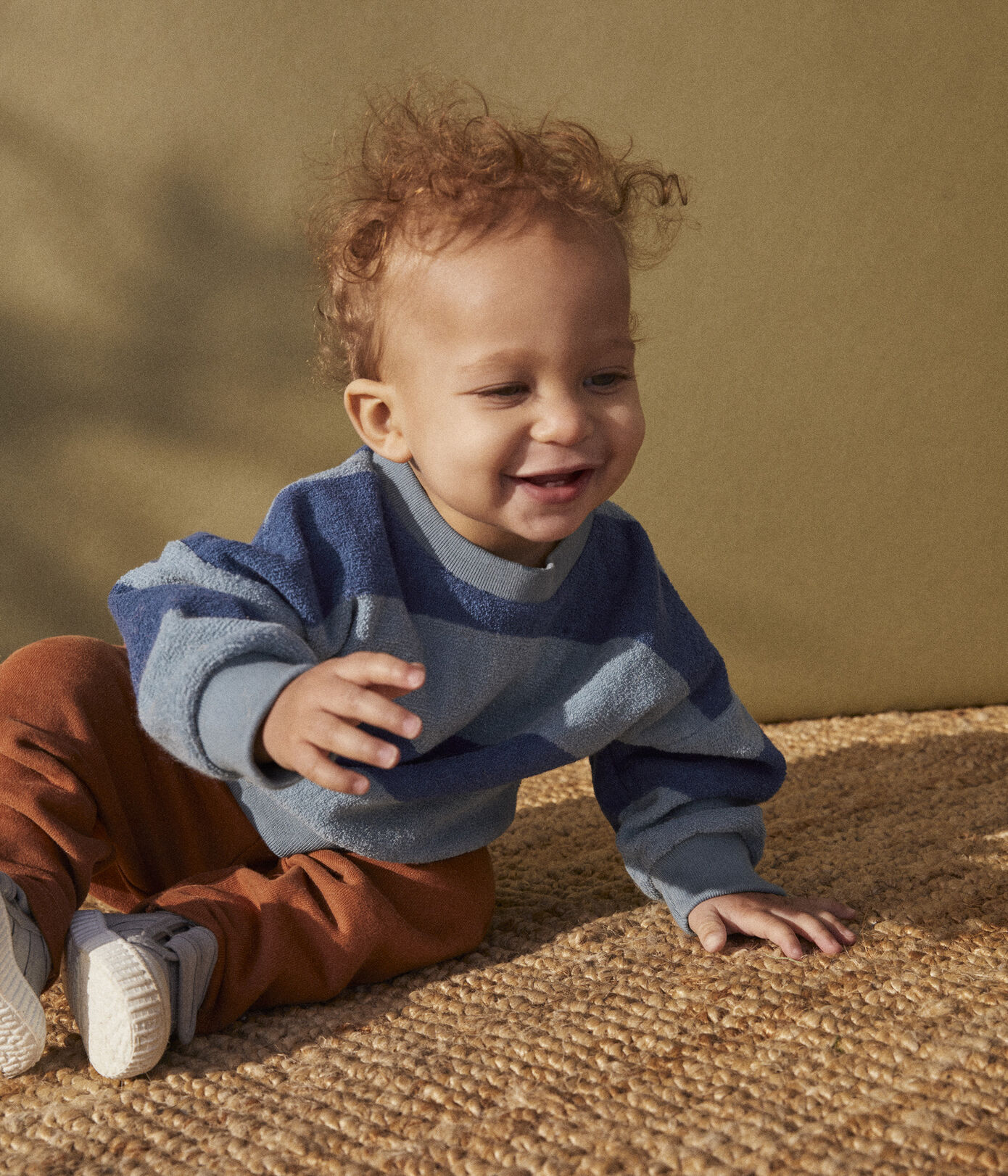 Sweatshirt à rayure bébé en bouclette éponge