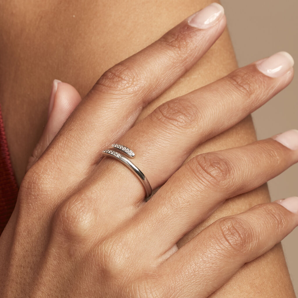 Bague Ajustable Mendel Argent Blanc Oxyde De Zirconium