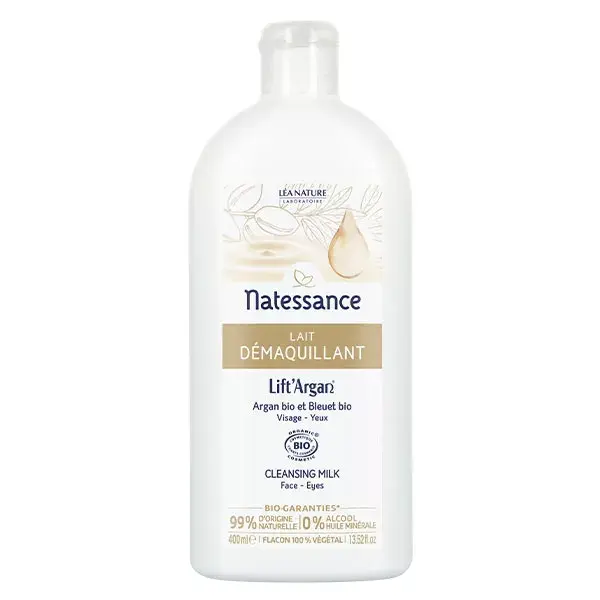 Leite de Limpeza Facial e para Olhos Natessance Lift'Argan 400ml