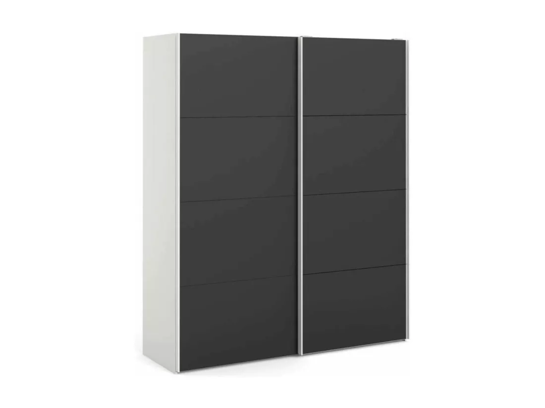 Garde-robe 2 portes Paeng, Meubles de chambre, Penderie de plain-pied, Placard à vêtements, 182x61 h220 cm, Blanc et Noir