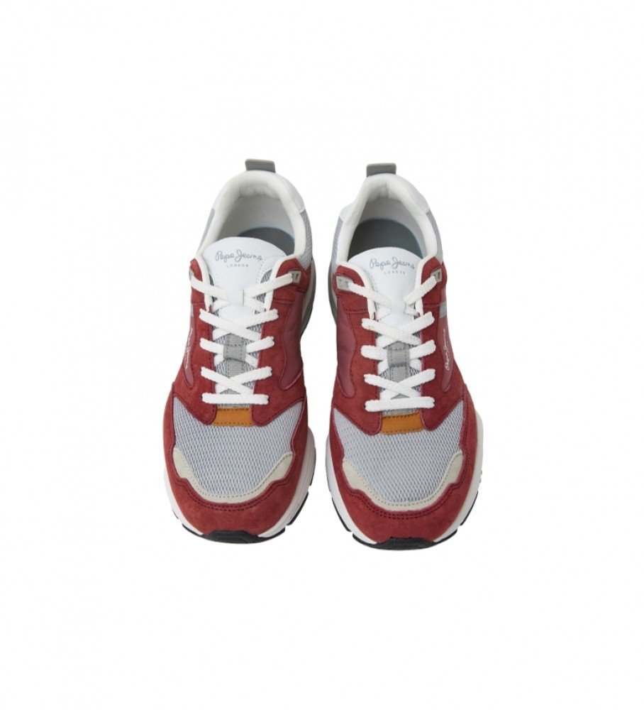 Tênis Pepe Jeans Dave Urban de couro combinado vermelho