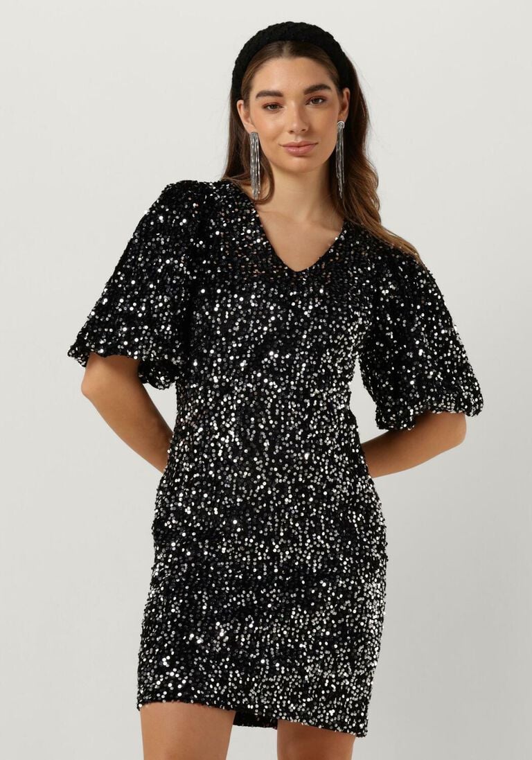 CO\\'COUTURE zwarte co'couture mini jurk serenacc sequin dress