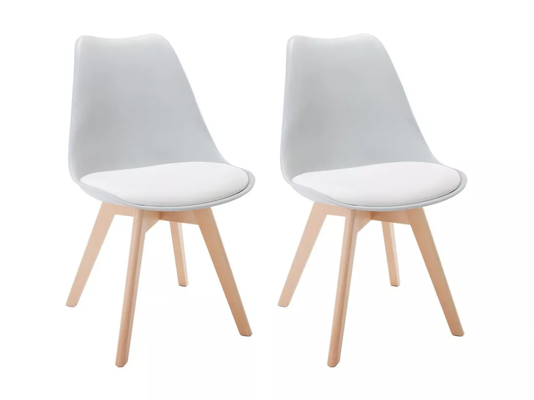 Lot de 2 chaises JODY - Polypropylène et Hêtre - Gris clair