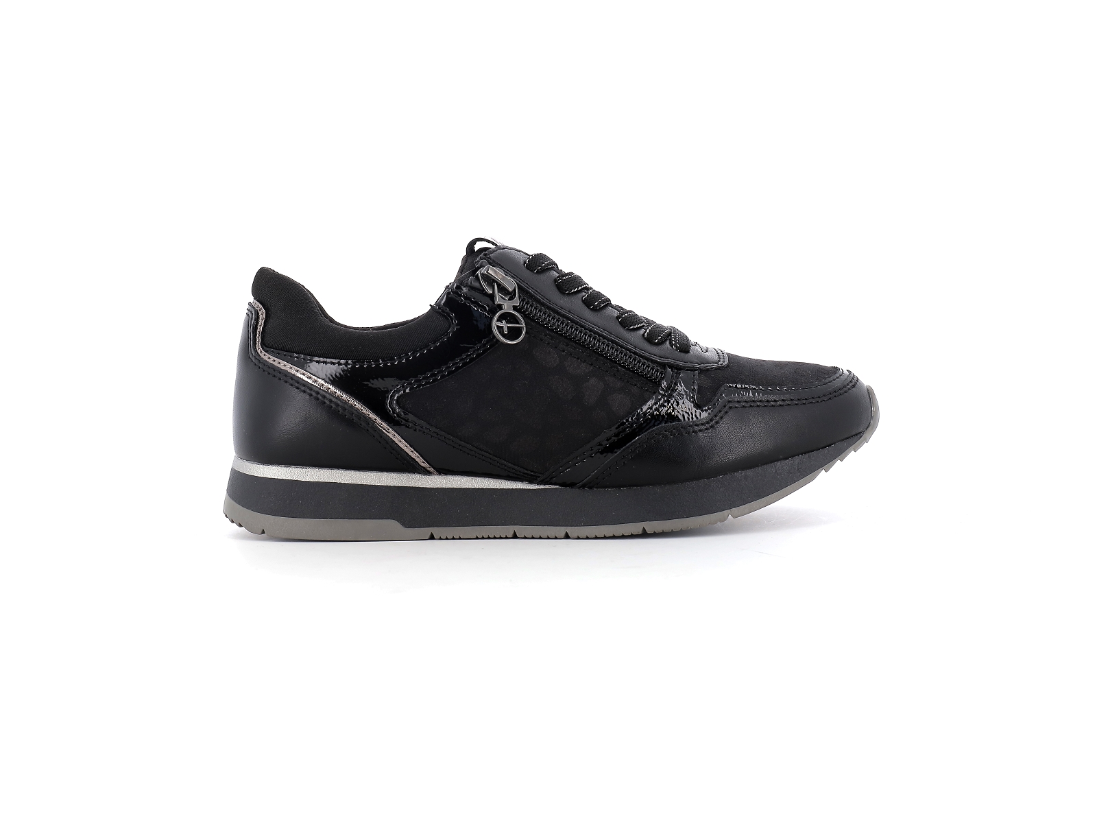 Tamaris-23603 Matières combinées Noir Argent