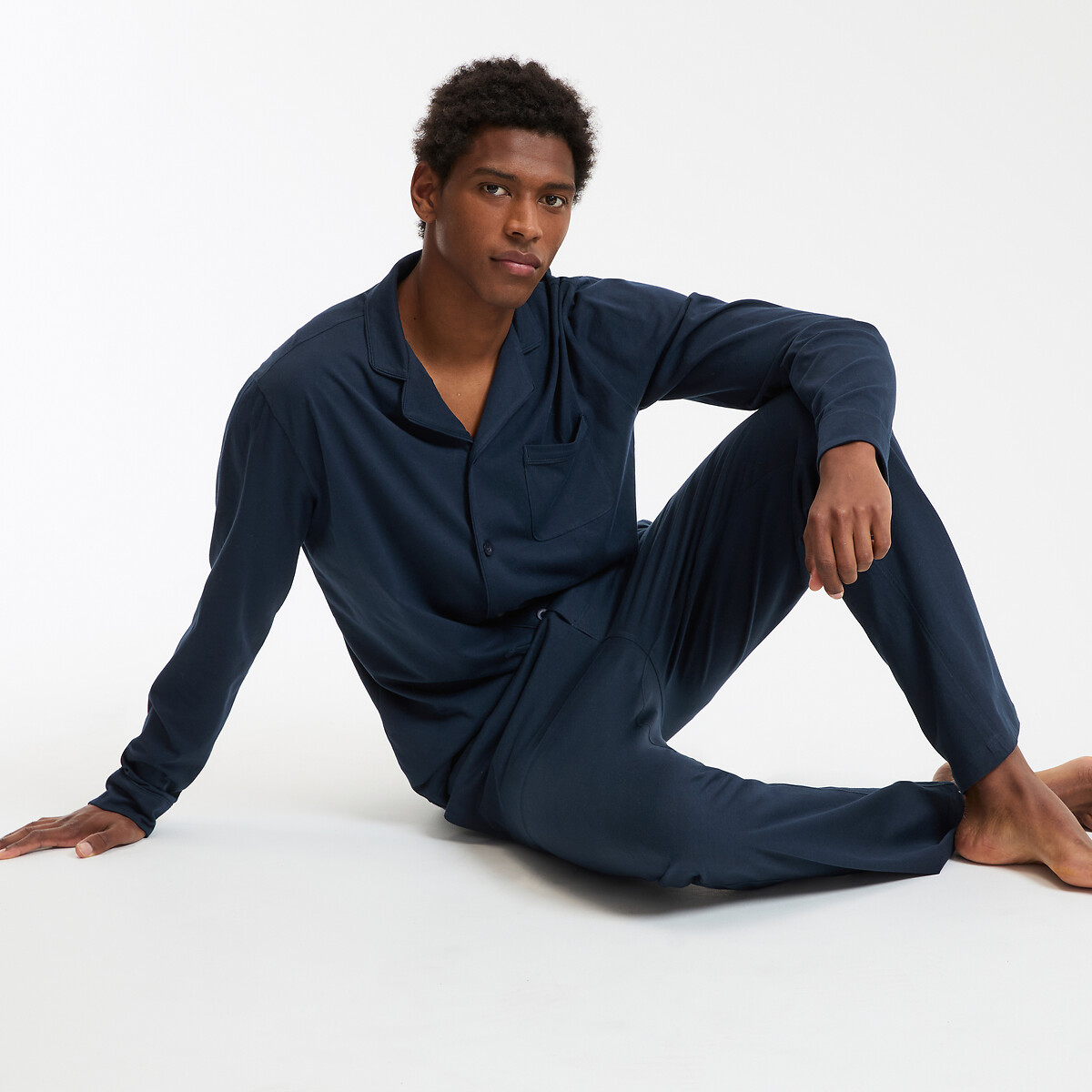 COLEÇÕES LA REDOUTE<br>Pijama de malha com gola alta de camisa