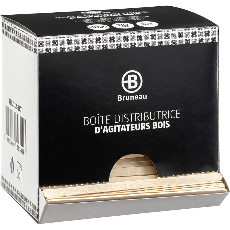 Agitateurs en bois, longueur 110 mm - Boîte distributrice de 1000