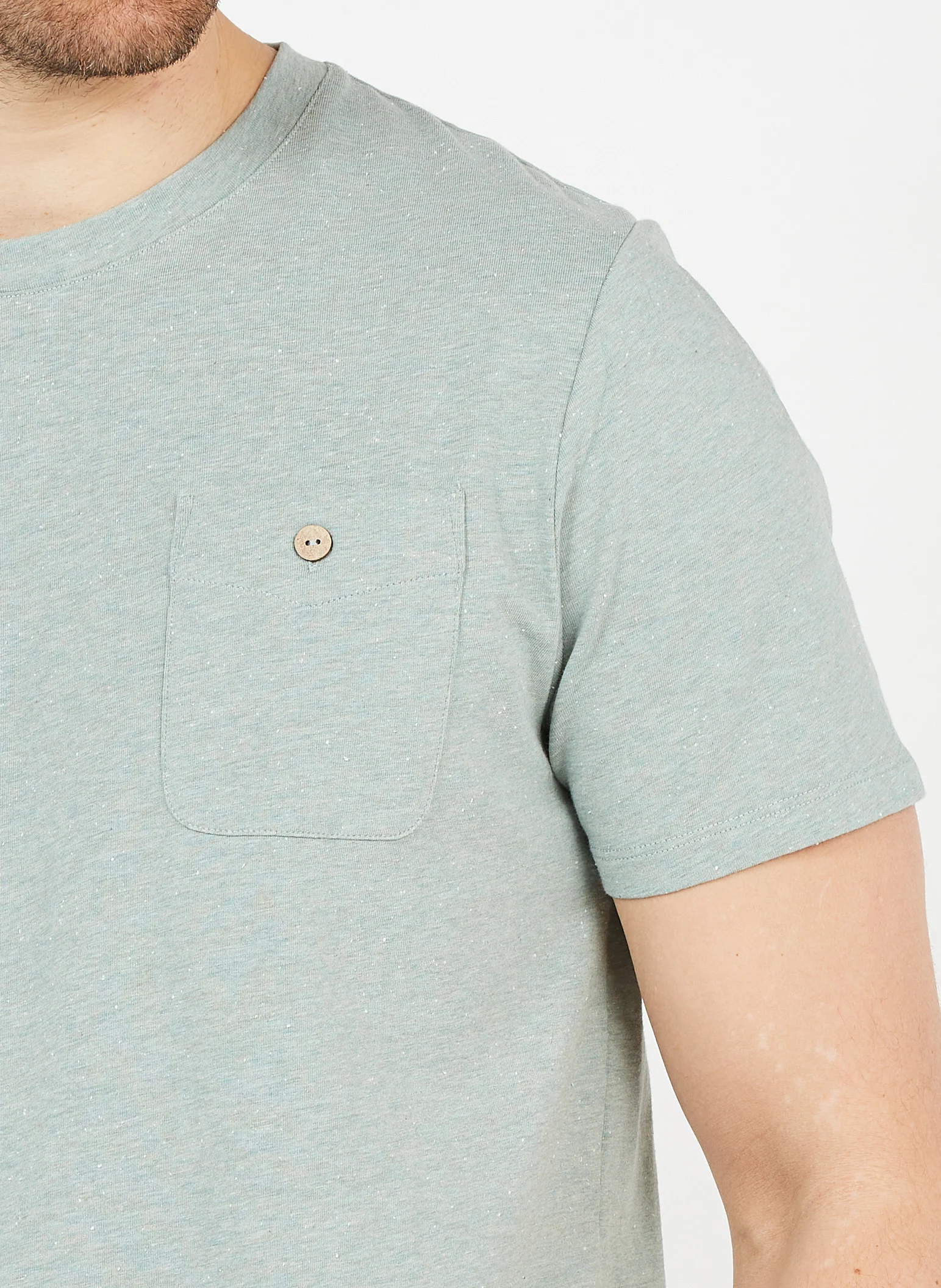 OLONNE - Tee-shirt col rond slim fit en coton | Vert