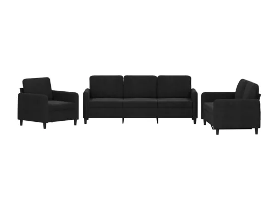 Ensemble de canapés 3 pcs noir velours