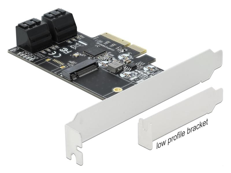 Delock SATA-Controller 4Port SATA & 1Port M.2 SATA PCI-Expr Delock 4 Port SATA und 1 Slot M.2 Key B (Format 2242 und 2230) PCI Express x4 Karte