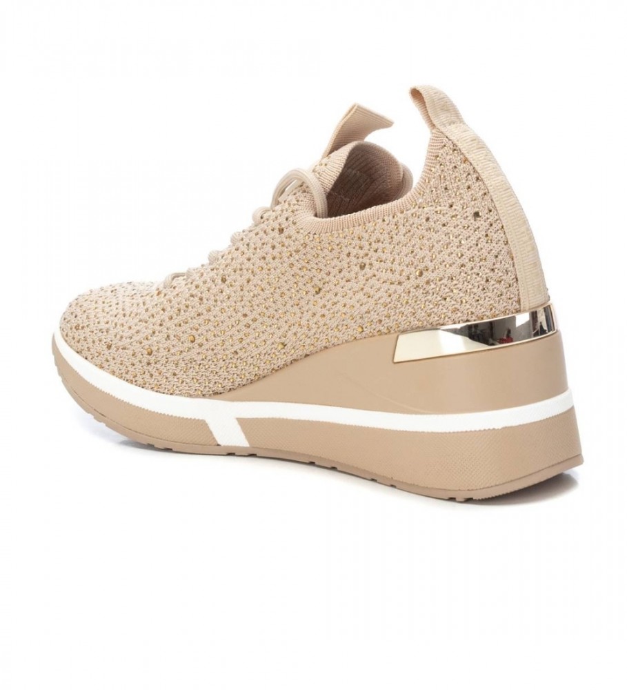 Tênis Xti 141742 bege - Salto plataforma de 6 cm -