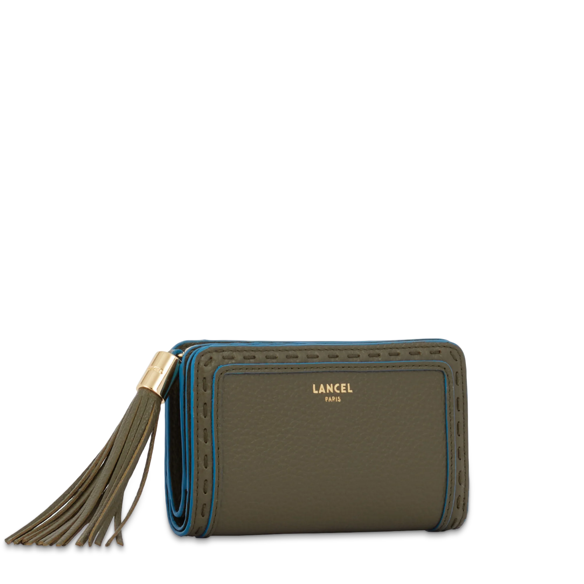 Portefeuille rectangulaire compact zippé Premier Flirt de Lancel-Kaki fonce
