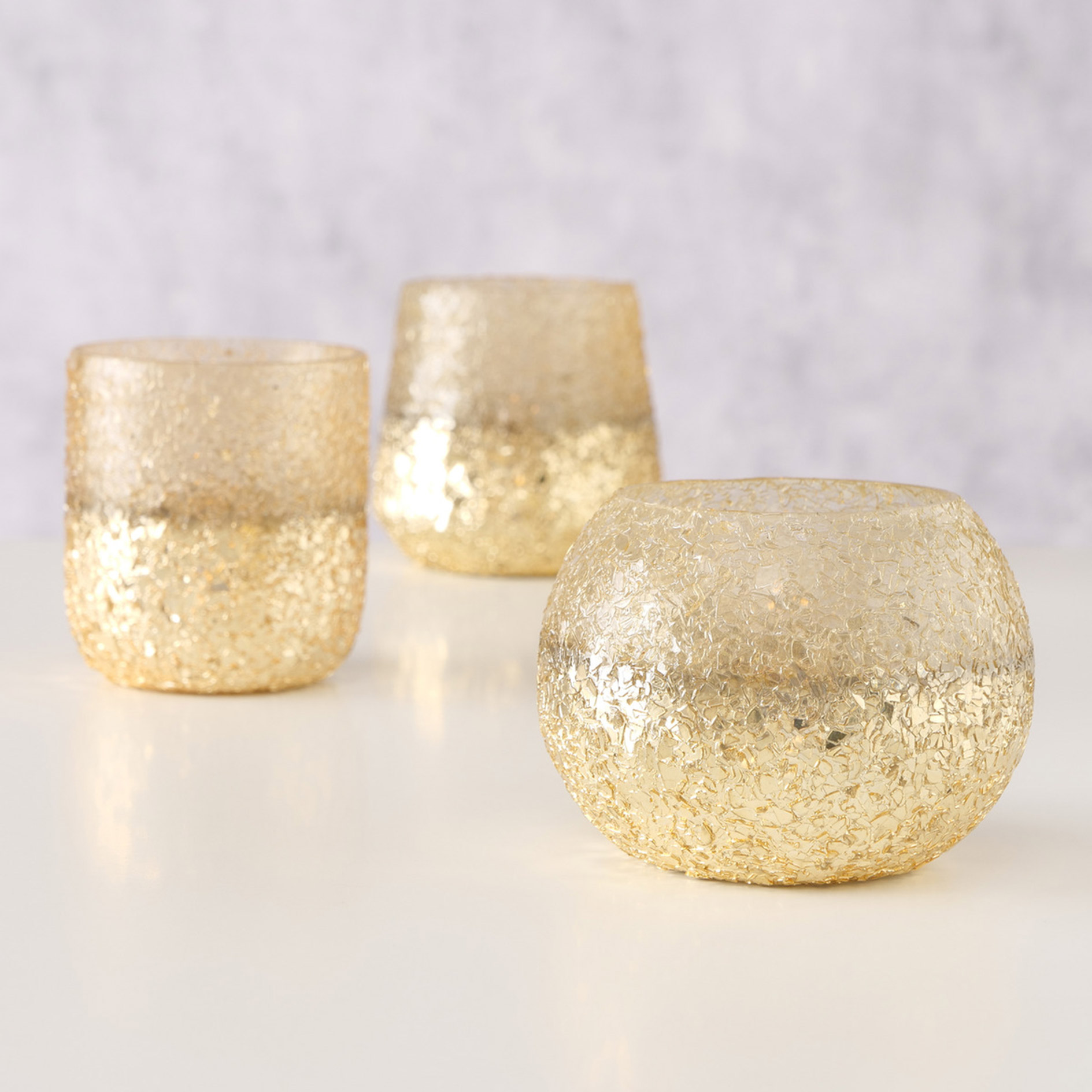 Windlicht - gold - sortiert - Glas