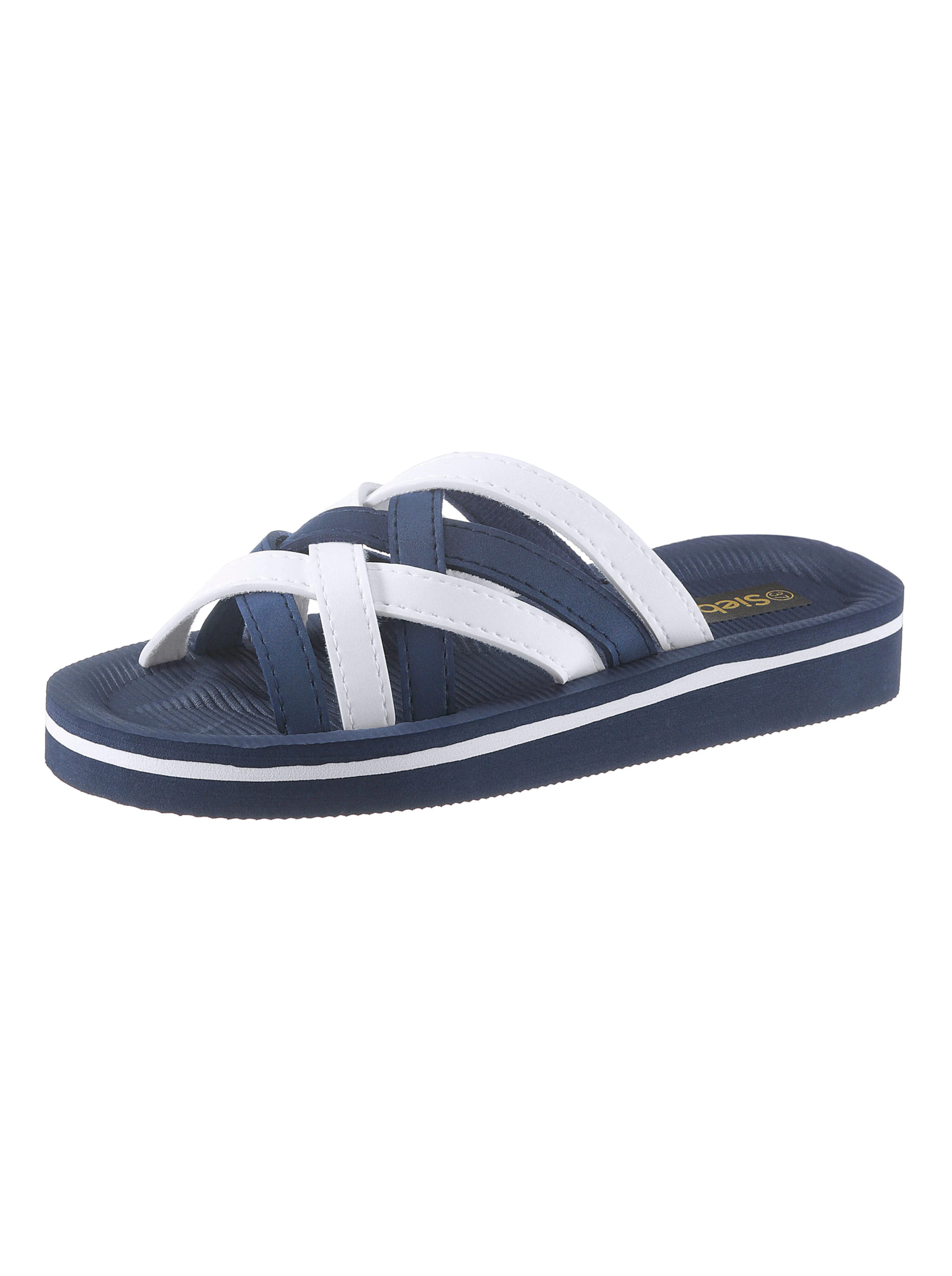 Siebi´s Bade-Pantolette in marine-weiß