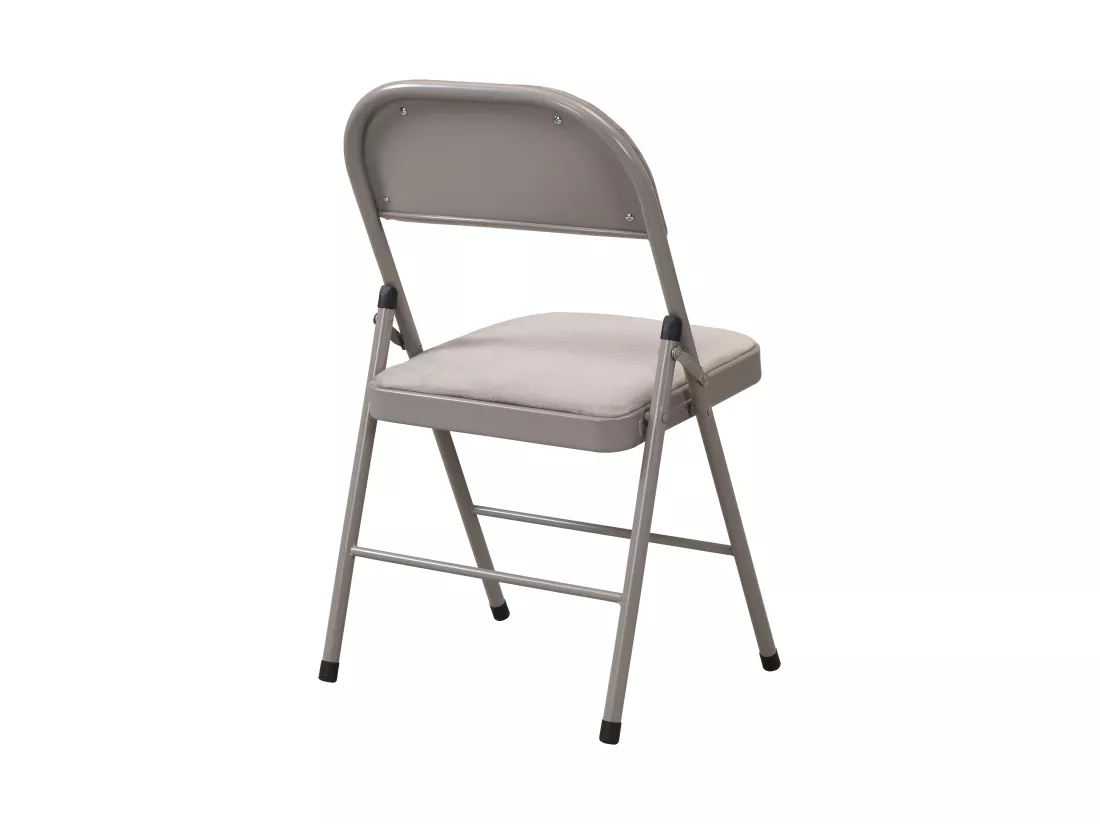 Lot de 2 chaises pliantes en velours et métal - Taupe - ORTENSIA
